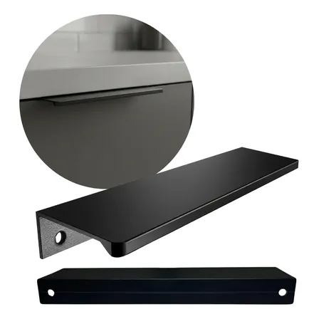 Kit 25 Perfil Puxador Slim Alumínio Para Móveis 14cm Preto Preto