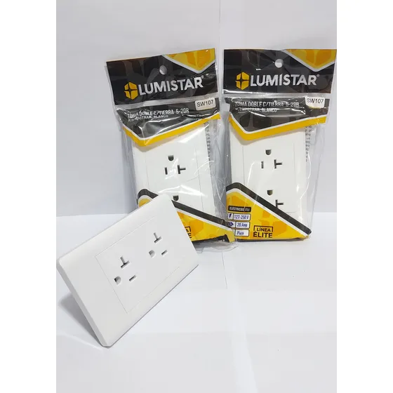 Toma Corriente Doble Blanco C/tierra De 20amp 220v