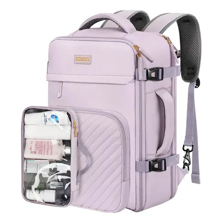 Mochila de Viagem Mochila Feminina para Notebook de 15,6 Polegadas Itens Pessoais 10kg, Mochila Reforcada Antifurto e Impermeável com Nécessaire, Deego 6095 Violeta 36.8L