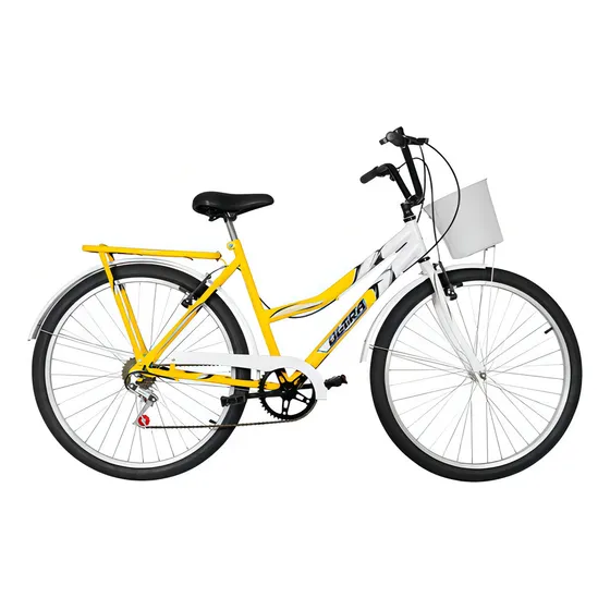 Bicicleta Aro 26 Ultra Bike Summer Bicolor Com 6 Marchas Cor amarelo-branco