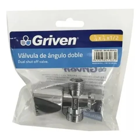 Llave Arresto Doble 1/2 X 1/2 Metálica Griven Gs