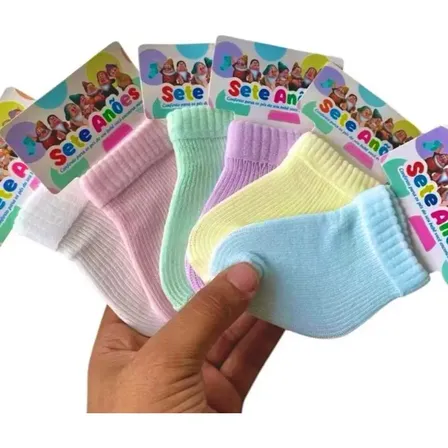 Kit 12 Pares Meia Bebê Rn Enxoval Saída Maternidade