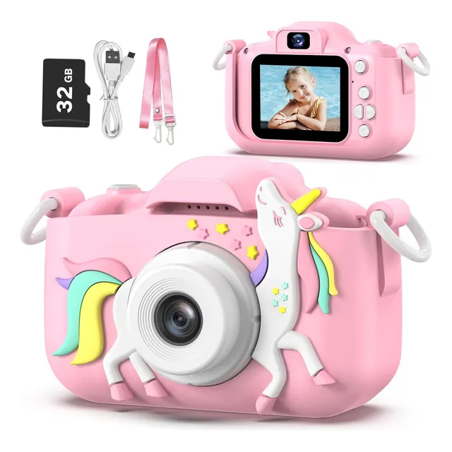 Cámara Fotos Digital Infantil Funda Unicornio Silicona 32gb