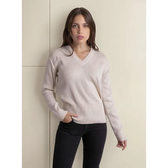 Sweater Mira (art 425) Sweater De Acrilico Escote En V Liso