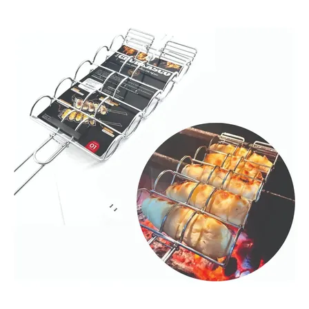 Grelha Para Pão De Alho Milho Churrasco Espeto Churrasqueira