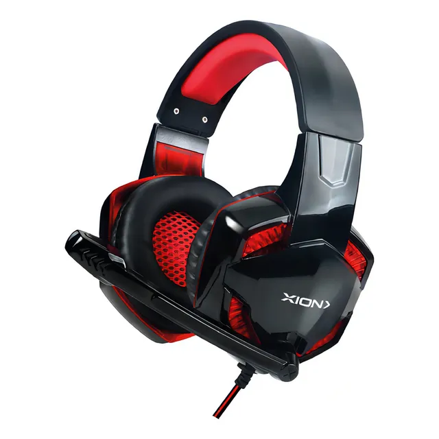 Auricular Gamer Xion Con Luz Pc Play Station Amv Color Negro