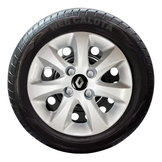 Jogo Calota Renault Clio 2014 2015 Aro 13 Emblema Resinado