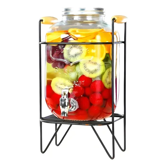 Dispensador De Jugos Con Atril Dispensadores De Bebidas 4L Jarros De Vidrio Dispensador De Bebidas Con Atril Jarro Jarra Jugo Sobremesa Portatil cocina Dispensador Bebidas Con Atril Pasteleriuscl