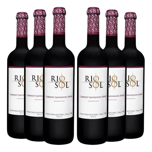 Kit 6 Vinhos Rio Sol Assemblage Cabernet Syrah, 6x750ml