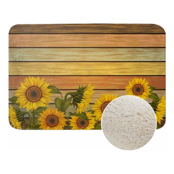 Aoyego Tapete Baño Girasol Para Suelo Diseño Retro Tabla 16