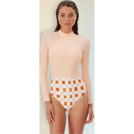 Lycra Rip Curl Surf Check Uv - Peach - La Isla
