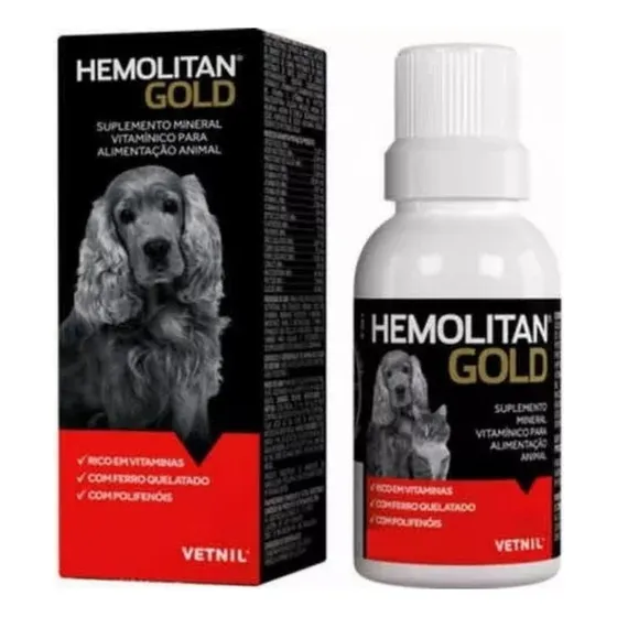 Hemolitan Gold 60 Ml Suplemento Cães E Gatos - Vetnil