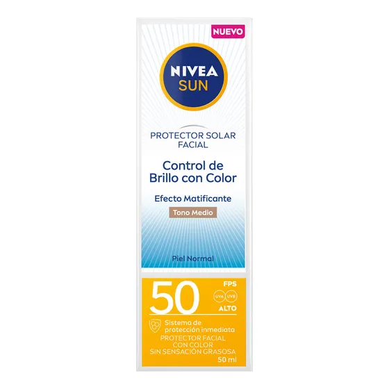 Nivea Protector Solar Facial Control Brillo Tono Medio 50ml