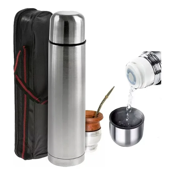Termo Bala  Térmico De 1 Litro Con Estuche Negro