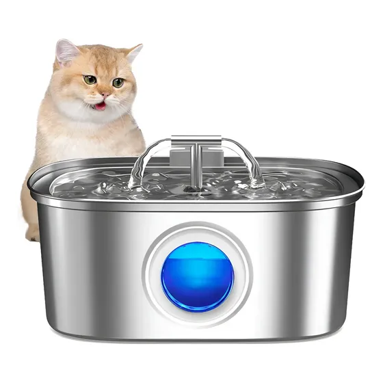 Newpet Fonte De Água De Aço Inoxidável Para Gatos E Cãe 3.2l Cor Prateado