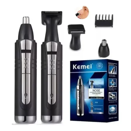 Aparador de Pelos Kemei KM-6511 Nariz Orelhas Sem Fio Preto
