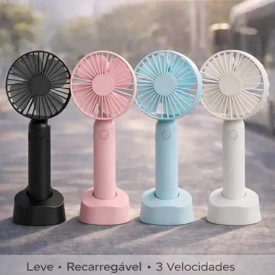 Mini Ventilador De Mão Portátil Recarregável Usb Forte Silencioso 3 Velocidades Ventinho Para Mesa V