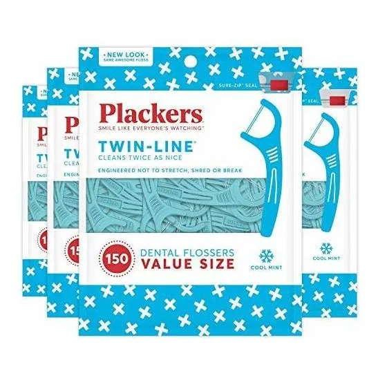 Palillos De Hilo Dental Plackers Twinline Diseñados Con Dos
