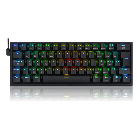 Teclado Gamer Redragon Bluetooth Mecânico Fizz Pro Rgb Switch Blue