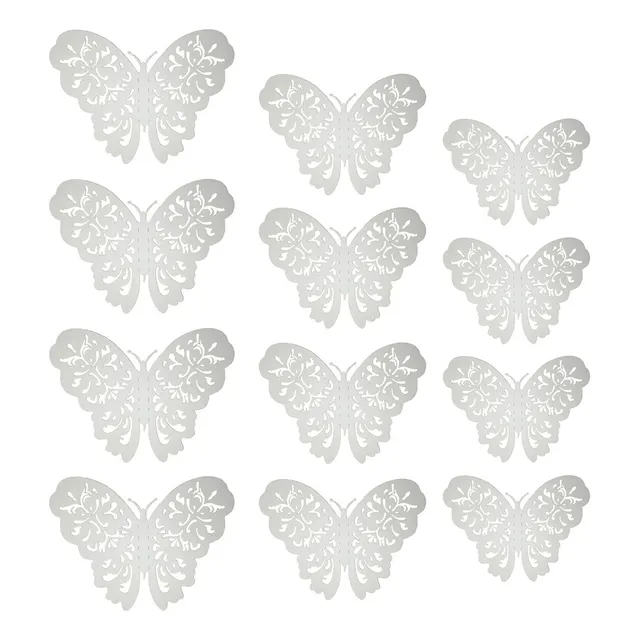 12 Mariposas Color Plateado Troqueladas Con Adhesivo - D115