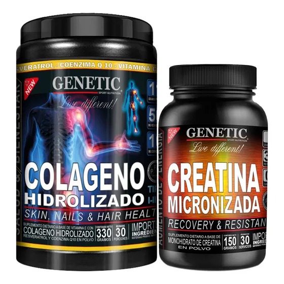 Colageno Hidro Vit E C Resveratrol Q10 Creatina Micr Genetic Sabor Neutro