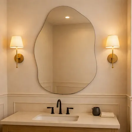 Espelho Vildrex Ravenna 70x50cm Design Moderno Lapidado Luxo Suporte