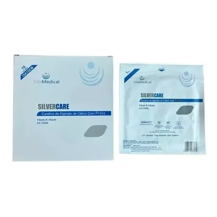 Curativo Placa De Alginato Cálcio E Prata 15x15cm 01 Unidade