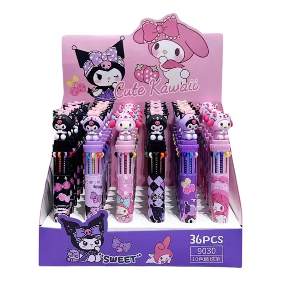 36 Bolígrafos 6 Colores Lapiceras Souvenir Kuromi Sanrio