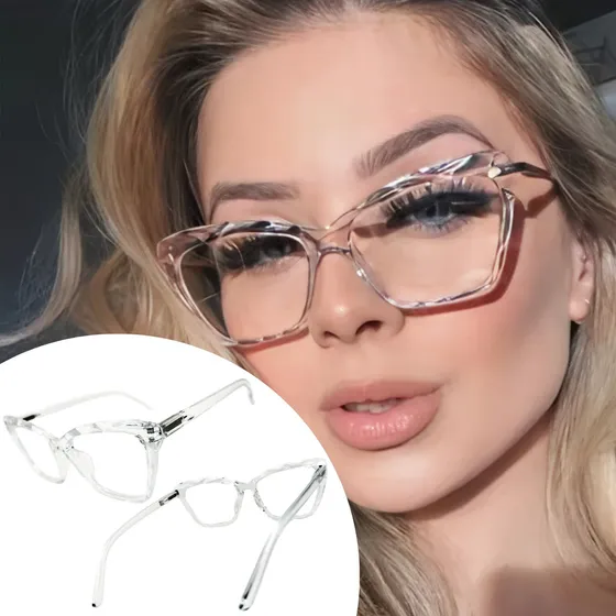 Óculos Feminino Para Grau Armação Lapidada Estilo Cristal 3d