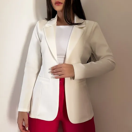 Blazer Max Premium Branco Longo Casual