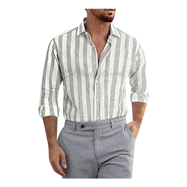 Segaven Camisa Informal Manga Larga Raya Para Hombre Blusa