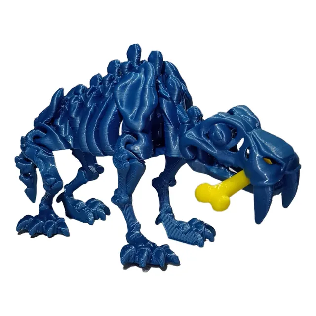 Juguete  Esqueleto Tigre Dientes Sable Articulado + Hueso