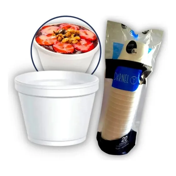 Pote Térmico De Isopor 237ml Darnel 100 Uni C/ Tampas