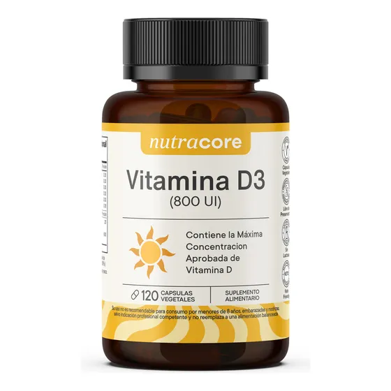 Vitamina D3 800ui 120 Cápsulas Vegetales Natural - Nutracore Sabor Sin sabor