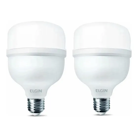 Kit 2 Lâmpadas Super Bulbo Alta Potência Led 50w 6500k Elgin Luz Branco-frio 127/220V