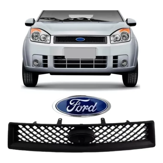 Grade Ford Fiesta 2008 A 2010 Preta + Emblema Grade