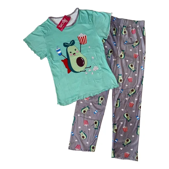 Pijama Pantalón Terciopelo Largo Franela Manga Corta