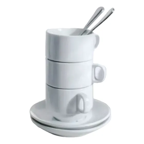 Tazas De Café 100cc + Platillos De Porcelana (12 Piezas)