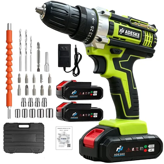 Furadeira Eletrica Parafusadeira Multifuncional Mandril Sem Fio Com 2 Baterias 1850rpm Reversa Completo Profissional Ferramentas Em Adeske
