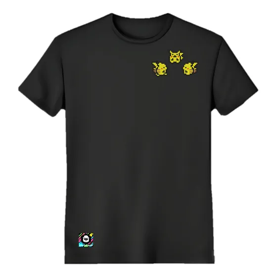 3 Pikachus Retro Gameboy - Playera Bordada Pixel Art Algodón