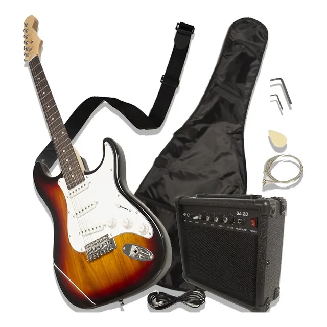 Guitarra Electrica Audioteck Con Amplificador Accesorios Color Marrón Orientación de la mano Diestro