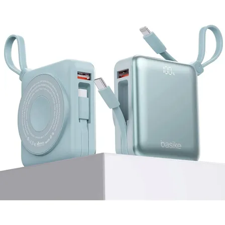 Carregador Portátil Power Bank Basike 10000mah Magsafe Indução 22.5w Turbo Display Magnético iPhone Android