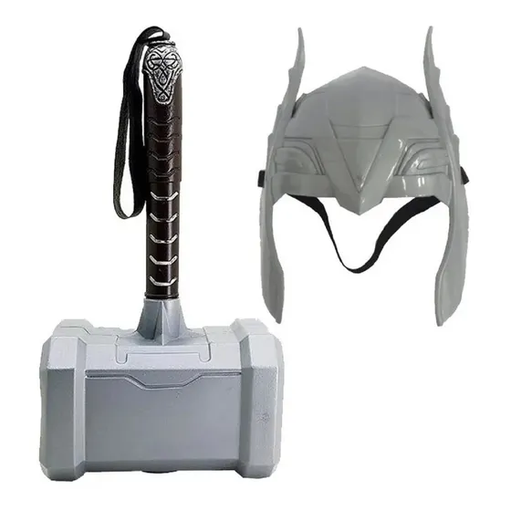 Kit Infantil Máscara Plástica Martelo Marreta Ragnarok Thor