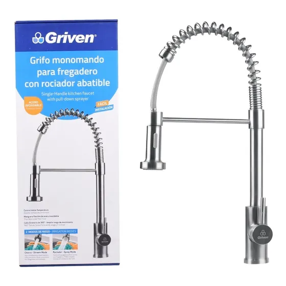  Grifo Llave Alta Lavaplato Agua Fria/caliente Acero Inox