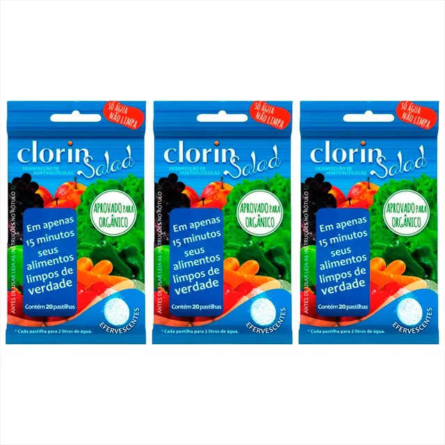 60 Clorin Salad - Desinfetante P/ Frutas Legumes E Saladas
