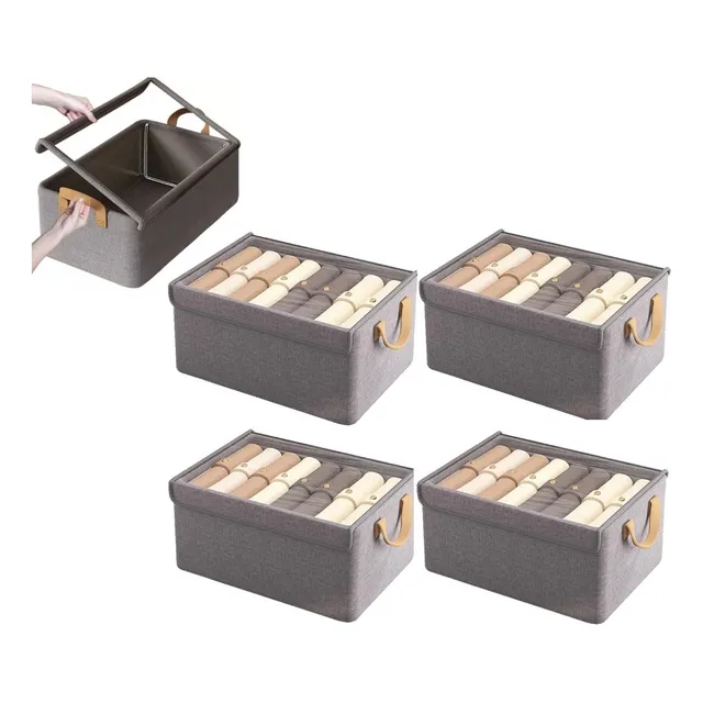Cajas Organizadoras De Tela Canastos Para Ropa Con Tapa 4pcs