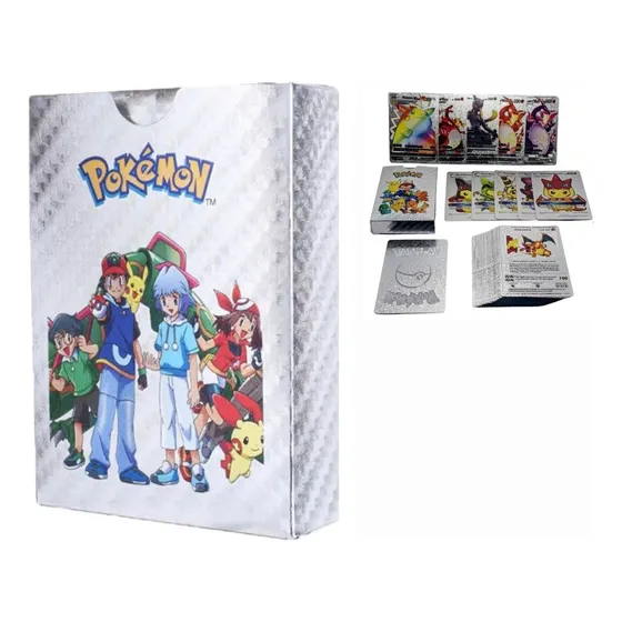 Mazo De Cartas Pokémon Varios Colores Caja X 55 - Genérica Plateada Plateada.