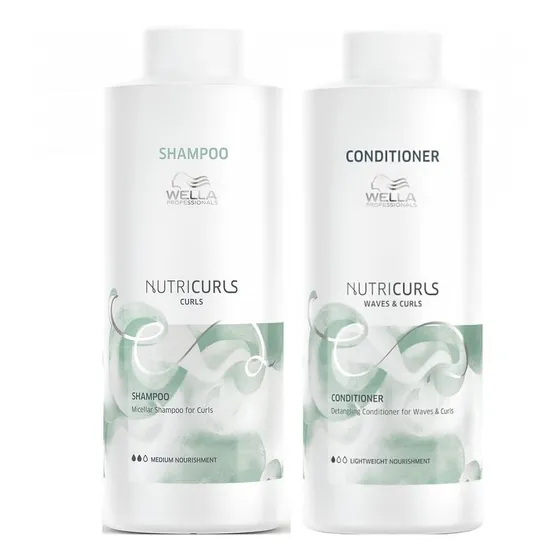 Shampoo Para Rizos 1000ml + Acondicionador Wella Nutricurls