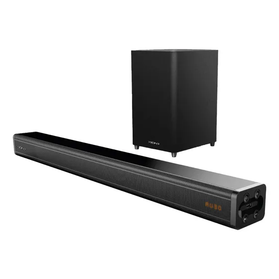 Barra De Sonido Con Subwoofer inalámbrico Xion 2.1 9800w Color Negro