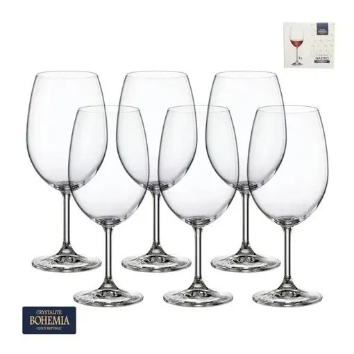 Jogo 6 Taças Cristal Bohemia Vinho Tinto Branco Rose 450ml Transparente